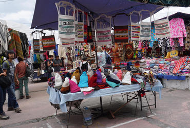 Hier der berühmte Stoffmarkt von Otavalo