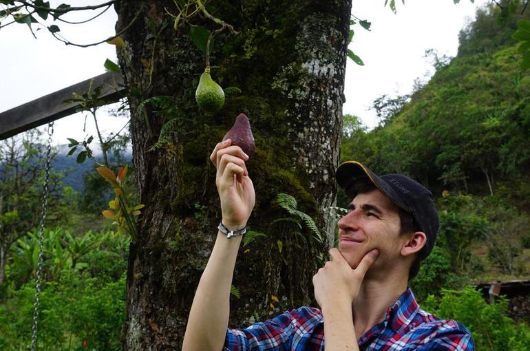Sebastian bei der Farmarbeit in Ecuador