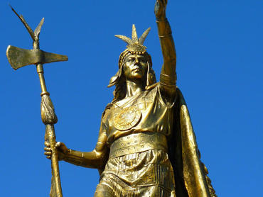 Die vergoldete Statue des Inka-König Atahualpa